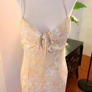 Sage the Label for Anthropologie Yellow Floral/Paisley Slip Dress w/ Slit Size L